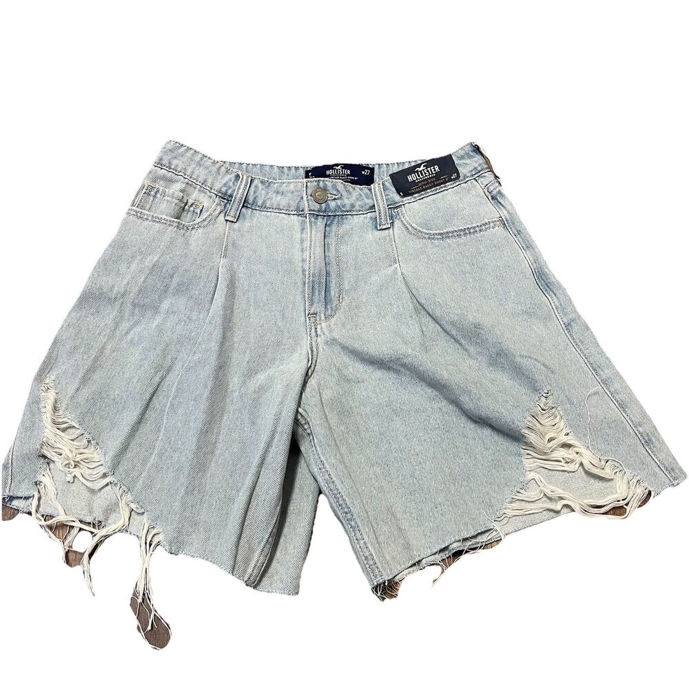 NWT Hollister Women’s Jean Shorts Size 27 High Rise Vintage Baggy Short 8” Light
